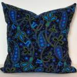 Vintage Paisley Fabric Scatter Pillow, Black..