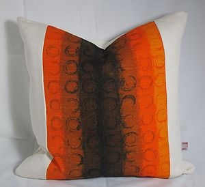 Vintage Modern 1970s Retro Orange Cushion Cover, Organic Denim, Retro Pillow. Orange Pillow