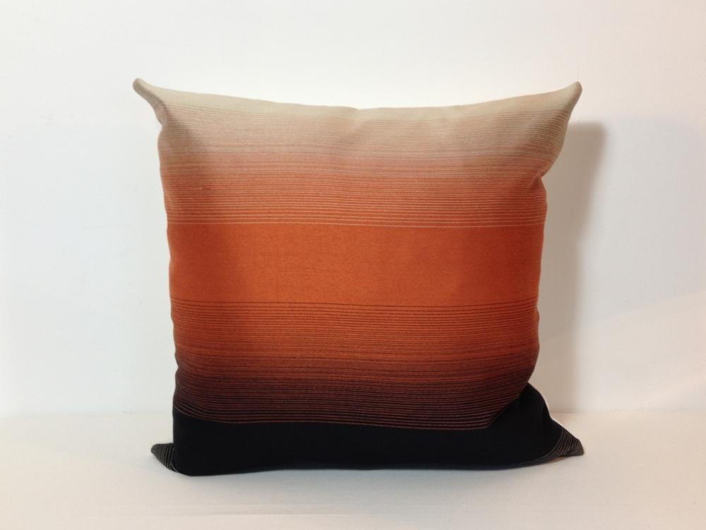 Cushion Over, Retro Black & Orange Stripe, Vintage Fabric