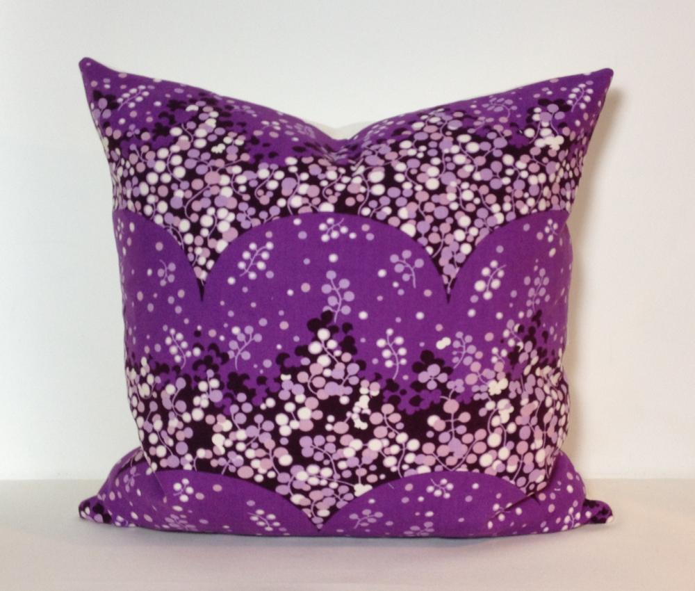 Vintage 1960s Heals Pillow Cover , Purple "confetti" Retro Fabric